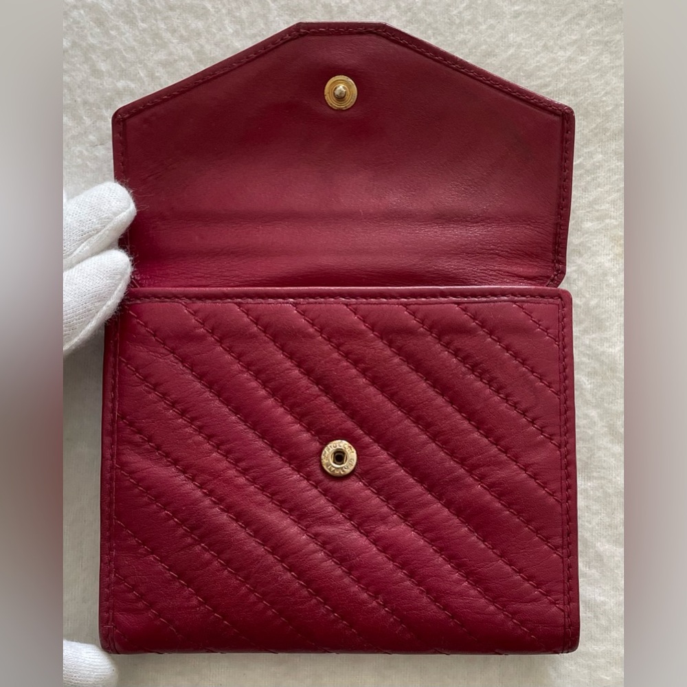 Celine Authentic Vintage Cranberry Leather Compact Wallet - Picture 5 of 15